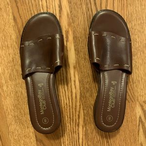 Montego Bay Club Leather Collection Brown Mule Heels